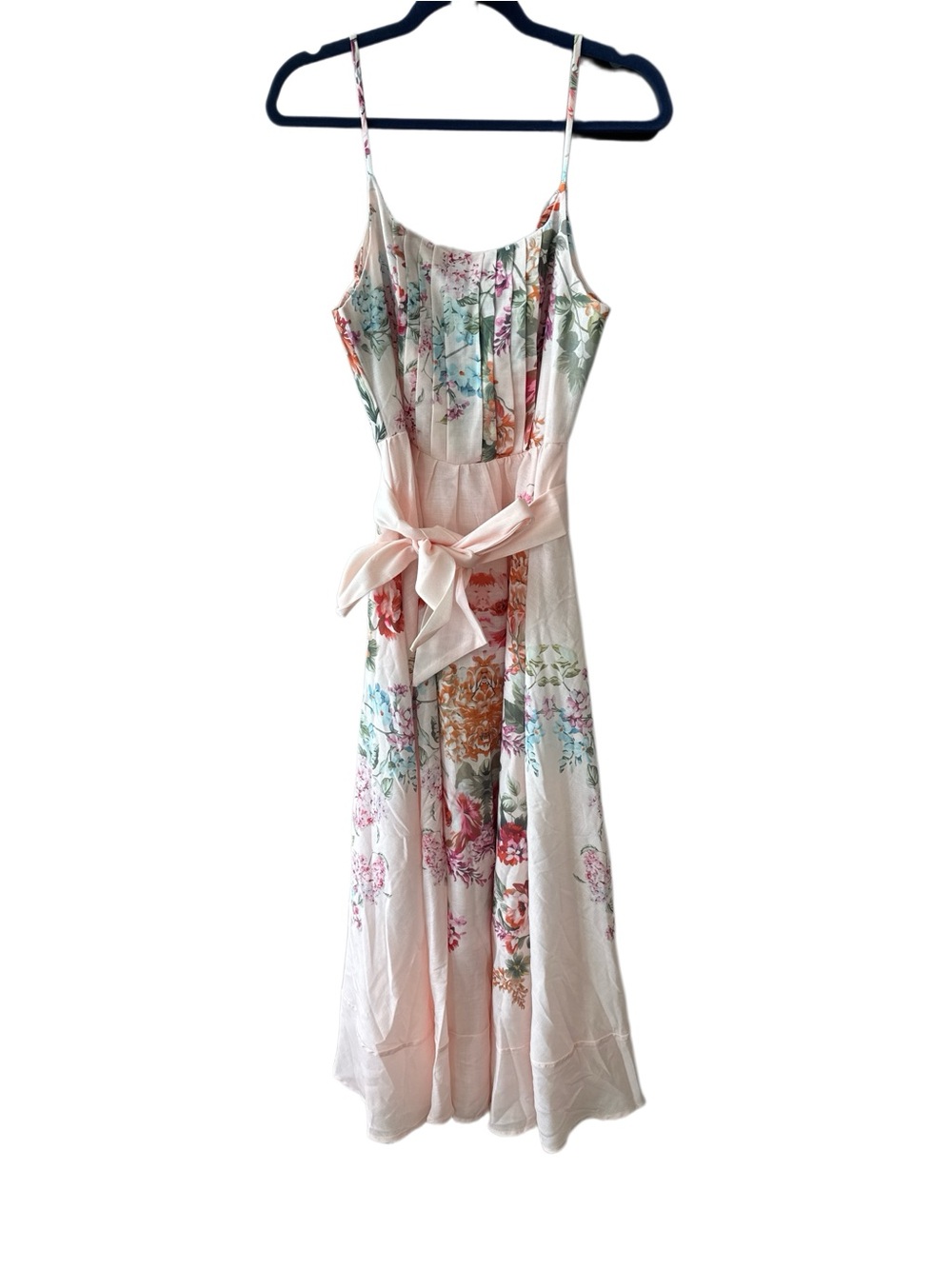 Designer-style Pink Tie-Waist Linen Slip Dress